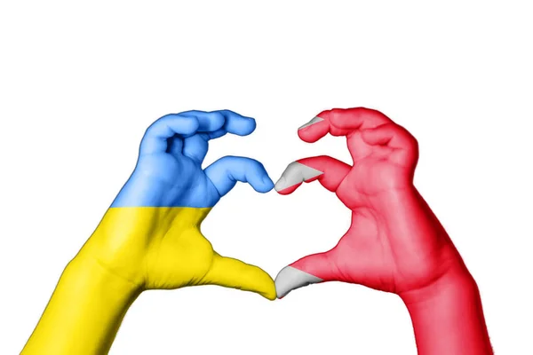 Bahrajn Ukrajina Srdce Ruka Gesto Dělat Srdce Modlete Ukrajinu — Stock fotografie