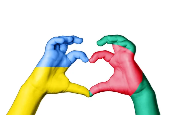 Bangladesh Ucrânia Coração Gesto Mão Fazendo Coração Rezar Pela Ucrânia — Fotografia de Stock