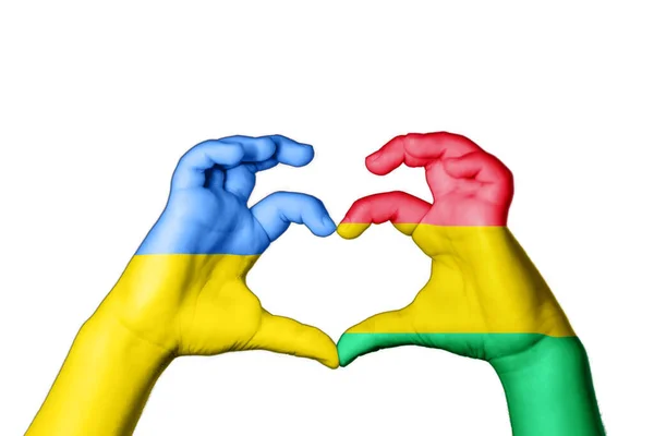 Боливия Украина Сердце Жест Рукой Делает Сердце Молитесь Украину — стоковое фото