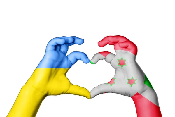 Burundi Oekraïne Hart Hand Gebaar Maken Hart Bidden Voor Oekraïne — Stockfoto