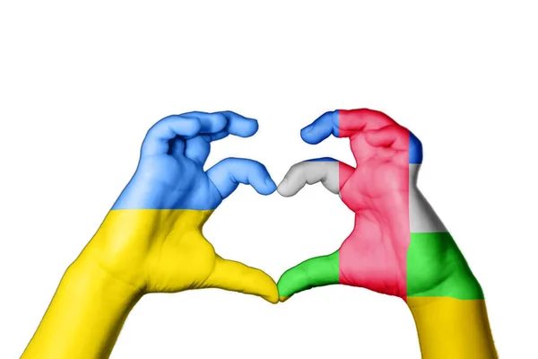 Центральноафриканська Республіка Україна Серце Жести Рук Моліться Україну — стокове фото
