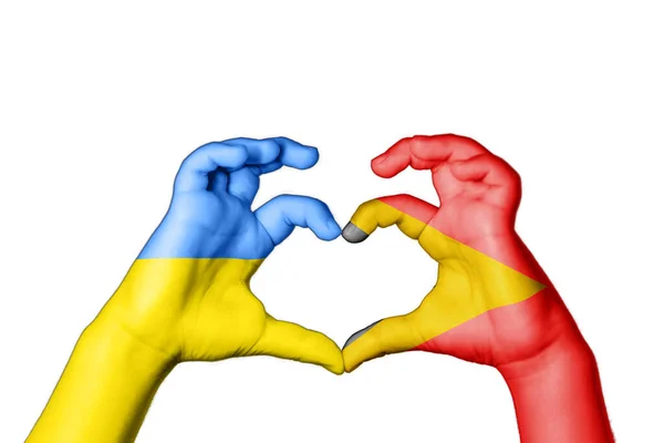 Серце Східного Тимору Жести Рук Моліться Україну — стокове фото