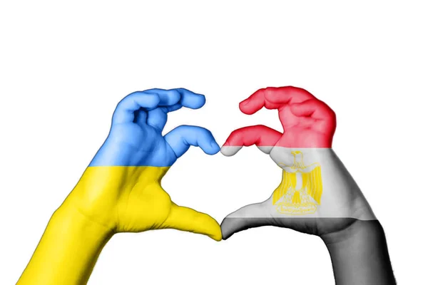 Египет Украина Сердце Жест Делающий Сердце Украину — стоковое фото