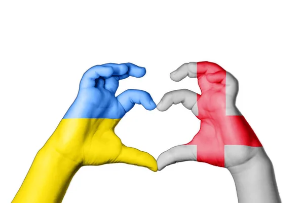 England Ukraine Heart Hand Gesture Making Heart Моліться Україну — стокове фото