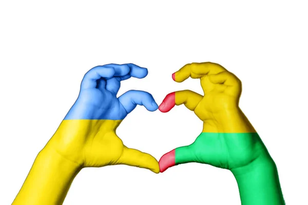 Guiné Bissau Ucrânia Coração Gesto Mão Fazer Coração Rezar Pela — Fotografia de Stock