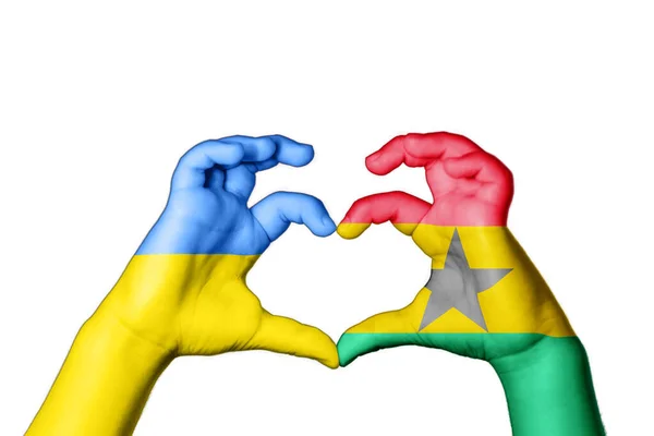 Ghana Ucraina Cuore Mano Gesto Che Cuore Pregare Ucraina — Foto Stock