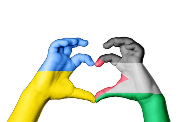 Иордания Украина Сердце Жест Рукой Делает Сердце Молитесь Украину — стоковое фото
