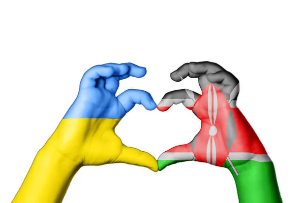 Kenya Ukraine Heart Hand Gesture Making Heart Pray Ukraine — 스톡 사진