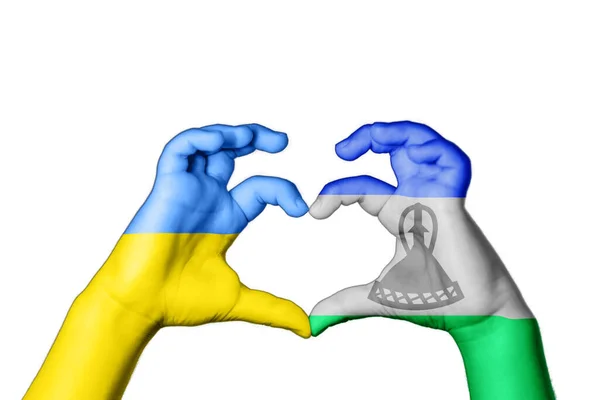 Lesotho Ukraine Herz Hand Macht Herz Betet Für Die Ukraine — Stockfoto