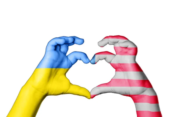 Серце Ліберії України Жести Рук Моліться Україну — стокове фото