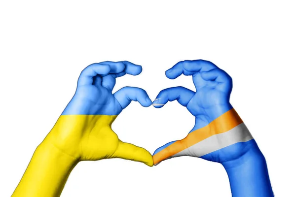 Marshall Eilanden Oekraïne Hart Hand Gebaar Maken Hart Bidden Voor — Stockfoto