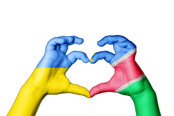 Namibia Ucraina Cuore Mano Gesto Che Cuore Pregare Ucraina — Foto Stock