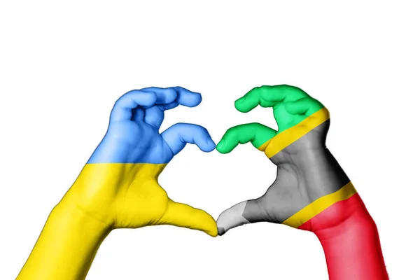 São Cristóvão Nevis Ucrânia Coração Gesto Mão Fazendo Coração Rezar — Fotografia de Stock