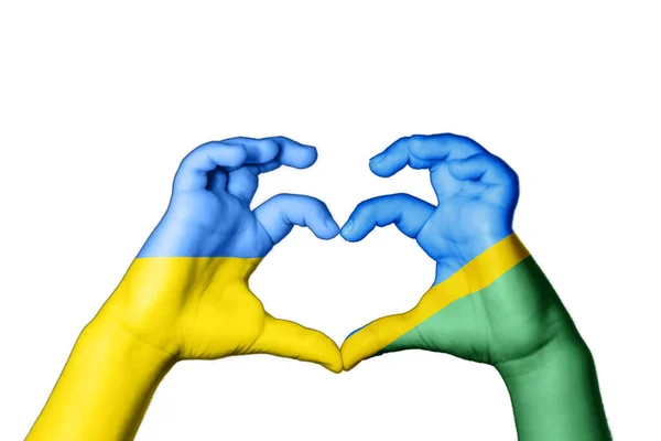 Сердце Жест Рукой Сердце Молитва Украину — стоковое фото