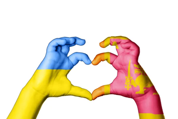 Sri Lanka Ukraine Heart Hand Gesture Making Heart Pray Ukraine — Stock Photo, Image