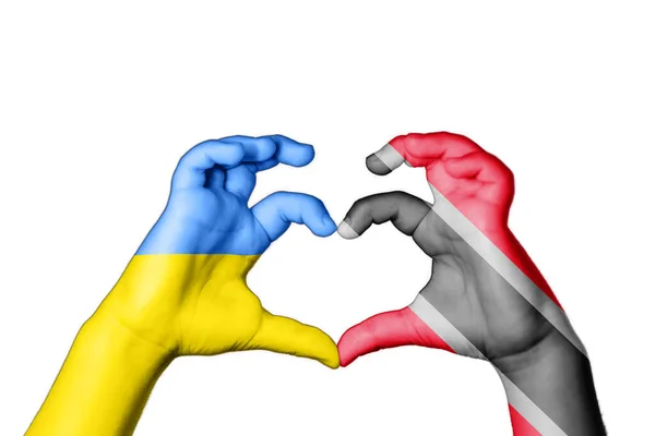 Тринідад Тобаго Україна Серце Жести Рук Моліться Україну — стокове фото