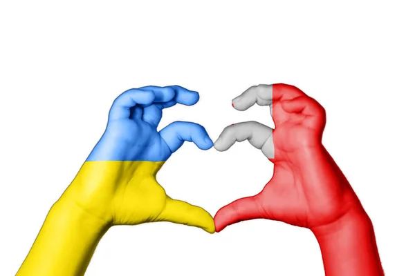 Tonga Ukraine Heart Hand Gesture Making Heart Pray Ukraine — Stock Photo, Image