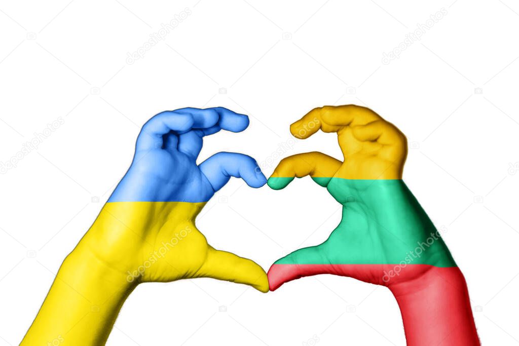 Lithuania Ukraine Heart, Hand gesture making heart, Pray for Ukraine