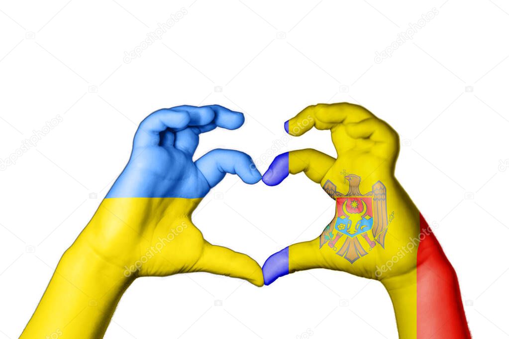 Moldova Ukraine Heart, Hand gesture making heart, Pray for Ukraine