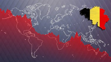 Ekonomik kriz Belçika haritası ve bayrağı, durgunluk
