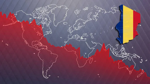 Economic crisis Chad map and flag, recession