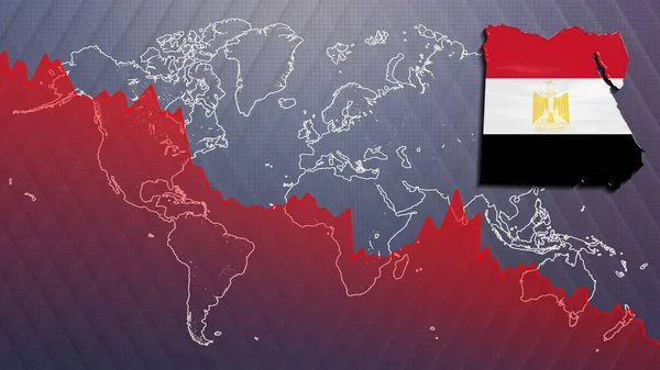 Ekonomisk Kris Egypten Karta Och Flagga Recession — Stockfoto
