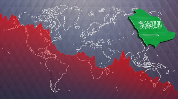 Ekonomisk Kris Saudiarabien Karta Och Flagga Recession — Stockfoto