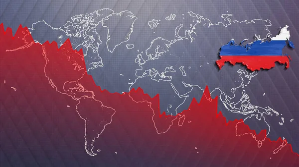 Карта Флаг России Рецессия — стоковое фото