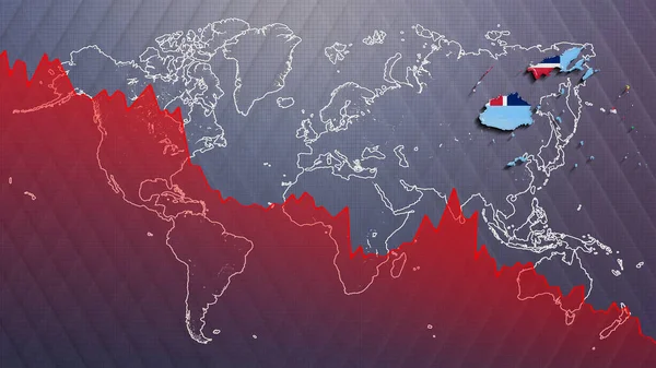 Crisi Economica Fiji Mappa Bandiera Recessione — Foto Stock