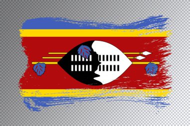 Eswatini bayrak fırça darbesi, şeffaf arkaplanda ulusal bayrak