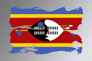 Eswatini bayrak fırça darbesi, şeffaf arkaplanda ulusal bayrak