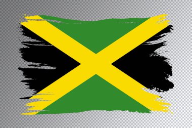 Jamaika bayrağı fırça darbesi, şeffaf arkaplanda ulusal bayrak