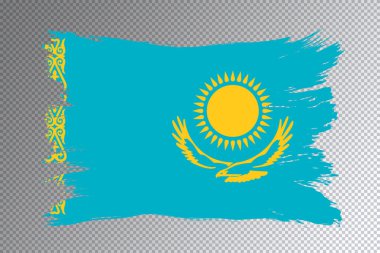 Kazakistan bayrak fırça darbesi, şeffaf arkaplanda ulusal bayrak
