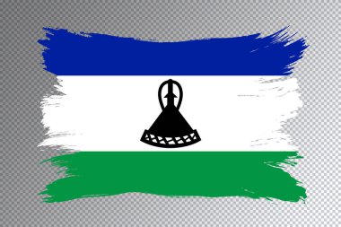 Lesotho bayrak fırça darbesi, şeffaf arkaplanda ulusal bayrak