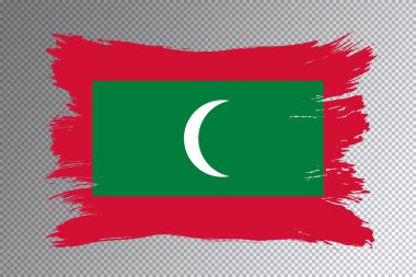 Maldivler bayrak fırçası vuruşu, şeffaf arkaplanda ulusal bayrak