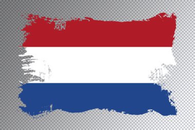 Hollanda bayrak fırçası vuruşu, şeffaf arkaplanda ulusal bayrak