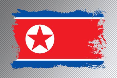 Kuzey Kore bayrak fırça darbesi, şeffaf arka planda ulusal bayrak