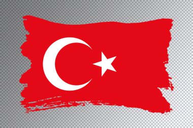 Türkiye bayrağı fırça darbesi ve şeffaf arkaplanda ulusal bayrak