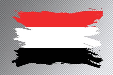 Yemen bayrağı fırça darbesi, şeffaf arka planda ulusal bayrak