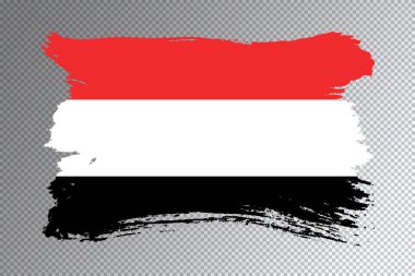 Yemen bayrağı fırça darbesi, şeffaf arka planda ulusal bayrak