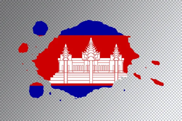 Szczotka Flagowa Kambodży Flaga Narodowa Przejrzystym Tle — Zdjęcie stockowe