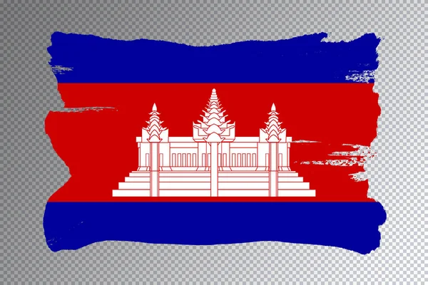 Cambodge Coup Pinceau Drapeau Drapeau National Sur Fond Transparent — Photo