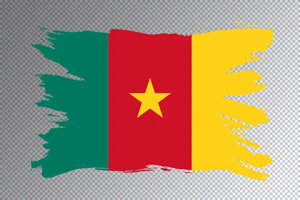Kamerun Zászló Ecset Stroke Nemzeti Zászló Átlátszó Háttér — Stock Fotó