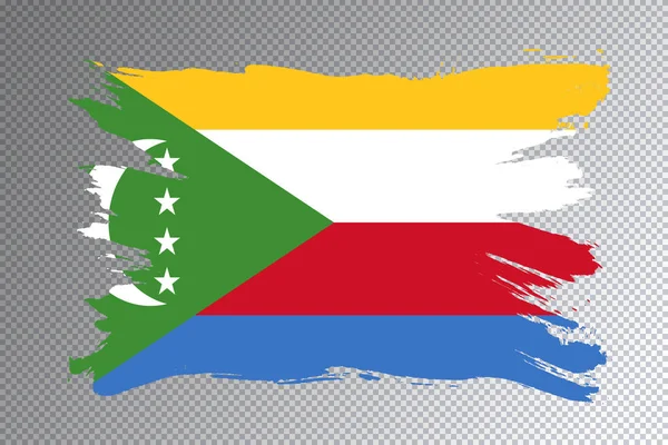 Komorská Vlajka Tahu Štětcem Národní Vlajka Průhledném Pozadí — Stock fotografie