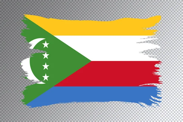Komorská Vlajka Tahu Štětcem Národní Vlajka Průhledném Pozadí — Stock fotografie
