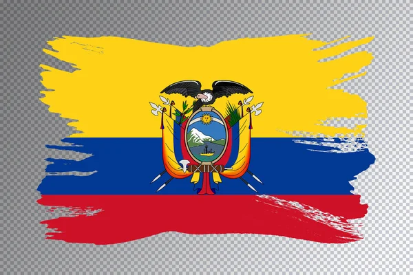 Pincelada Bandera Ecuador Bandera Nacional Sobre Fondo Transparente —  Fotos de Stock