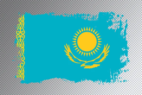 Kazachstan Vlaggenborstel Slag Nationale Vlag Transparante Achtergrond — Stockfoto