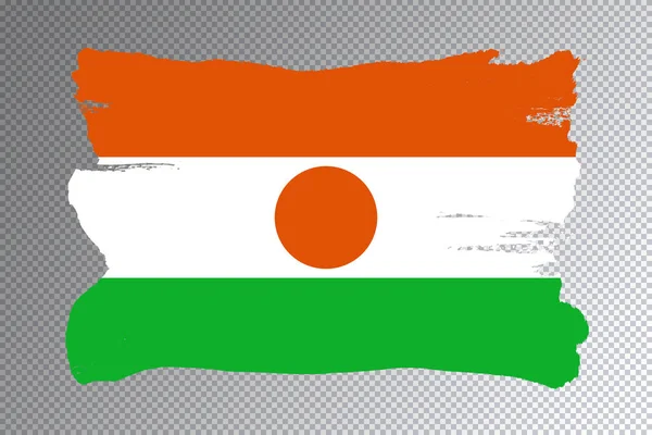 Niger Vlaggenborstel Slag Nationale Vlag Transparante Achtergrond — Stockfoto