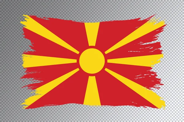 North Macedonia Flagga Pensel Stroke Nationell Flagga Transparent Bakgrund — Stockfoto