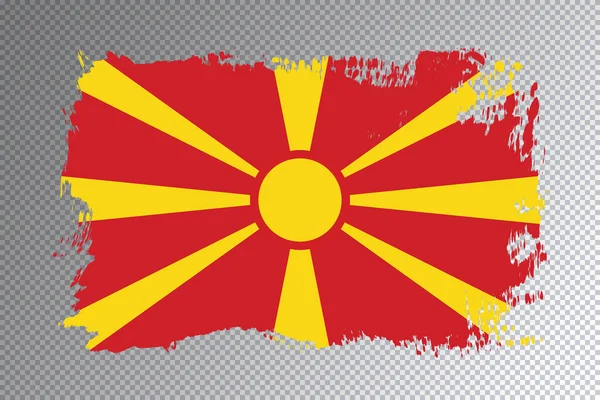 North Macedonia Flagga Pensel Stroke Nationell Flagga Transparent Bakgrund — Stockfoto